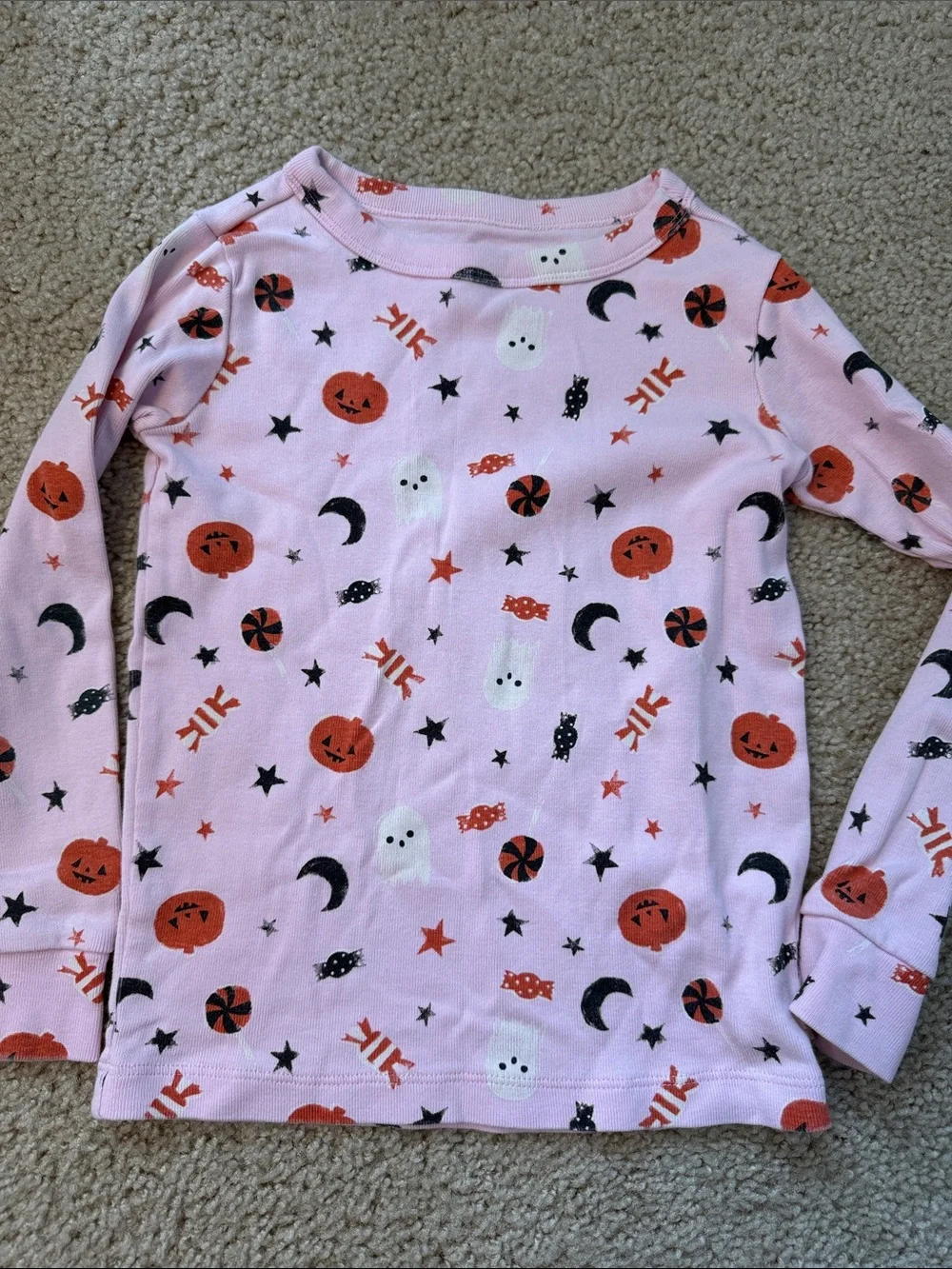 Gymboree Pink Halloween Print Pajama Set with Pumpkins & Ghosts girls 6